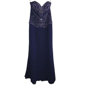 Romantic Bridals Cobalt Blue Beaded Prom Gown Formal Dress Zip Back Sz 14 Hoco